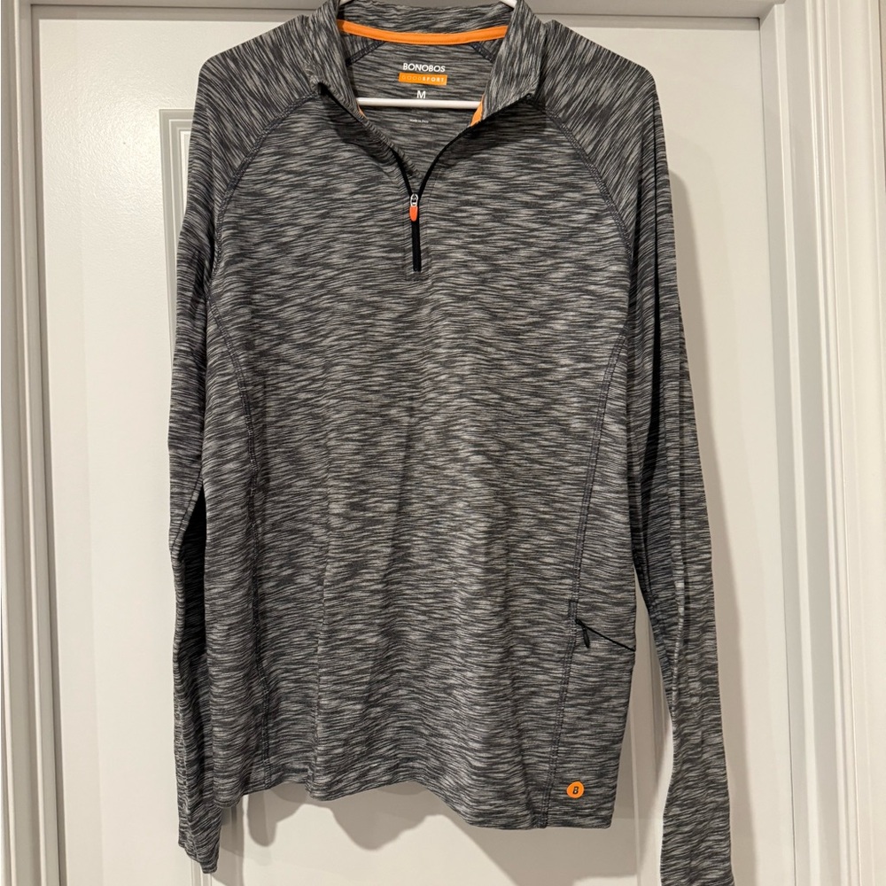 Bonobos Heathered Athleisure Pullover with Orange Accents